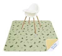 High Chair Splash Floor Mat,Unicorn Castle Waterproof Washable Slip Splash Mat for Under High Chair Food Catcher,Light Green Dinosaur,107x117cm
