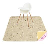 High Chair Splash Floor Mat,Unicorn Castle Waterproof Washable Slip Splash Mat for Under High Chair Food Catcher,Brown Star,107x117cm