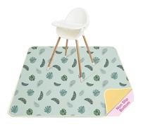 High Chair Splash Floor Mat,Unicorn Castle Waterproof Washable Slip Splash Mat for Under High Chair Food Catcher,Light Blue Tree,107x117cm