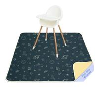 High Chair Splash Floor Mat,Unicorn Castle Waterproof Washable Slip Splash Mat for Under High Chair Food Catcher,Dark Blue,107x117cm