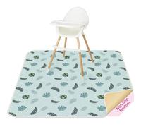 High Chair Splash Floor Mat,Unicorn Castle Waterproof Washable Slip Splash Mat for Under High Chair Food Catcher,Light Blue Tree,130x130cm