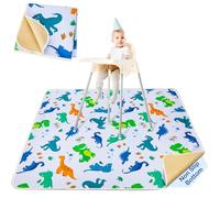 High Chair Splash Floor Mat,Unicorn Castle Waterproof Washable Slip Splash Mat for Under High Chair Food Catcher,Green Dinosaur,107x117cm