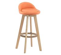 High Chair, Stool, Solid Wood Frame with Linen Cushion, Sitting Height 53/63/73/83cm, and Natural Style, Suitable for Bar, Restaurant, Study (Orange,73cm)