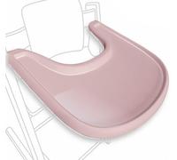 High Chair Table Compatible with Stokke Tripp Trapp Chair with Powerful Smooth Suction Surface, Ergonomic Curved Design, Shiny Dusky Pink - BPA-Free, Easy to Assemble