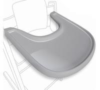 High Chair Table Compatible with Stokke Tripp Trapp Chair with Powerful Smooth Suction Surface, Ergonomic Curved Design, Gloss Grey - BPA Free, Easy to Assemble