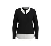 High Collar and V Neck Women's Top COMMA Noir 40