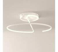 High Color Rendering LED 7.9 Inch Semi Flush Mount Ceiling Lamp with Silicone Light Guide Strip Ring Luminous Lighting for Uniform Eye Protection, Suitable for Kitchen Study Cloakroom (White 23.6in)