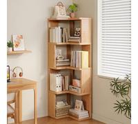 High Corner Shelf L Shaped Open Wooden Shelves for Living Room Office Classroom Bedroom 30cm Gap 2 3 4 5 Tier Storage Solution Modern Home Decor