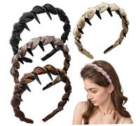 High Cranium Headband 4PCS Satin Vintage High Cranium Headband with Teeth Decorative Hair Band for Women Teen Girls, Color Random
