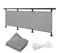 High-De 1.4m/1.5m Balcony Railing Cover, UV & Wind Resistant, 220g/m² e Fabric for Garden & Patio - Grey 1.4x2m