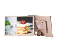 High-definition display, 15-inch metal wall-mounted digital photo frame, electronic photo album, advertising machine at the front desk of supermarkets and hotels (Color : Gold)