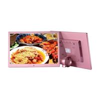 High-definition display, 15-inch metal wall-mounted digital photo frame, electronic photo album, advertising machine at the front desk of supermarkets and hotels (Color : Pink)