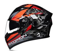 High-definition Lens Full-face Motorcycle Helmet for MenWomen Street Highway Riding Motorbike Helmets Fashionable DOT Certified Orange XL/61-62cm