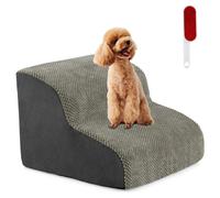 High-Density Foam Dog Ramp 2-Tier Pet Stairs With Washable Cover-Grey