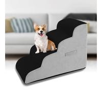 High Density Foam Dog Stairs, Non-Slip Extra Wide Deep Pet Stairs for Beds or Couch, for Injured or Elderly Pets, Dogs and Cats with Joint Pain (4 Levels)