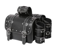High-Density Leather Motorcycle Saddebags- Throw Over Saddle Bags,Panniers Side Bags with Cup Holder,Harley Sportster Waterproof, Side Tool Bag,Storage Tool Bag for Motorbike,Universal,1 Pair,Black