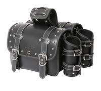 High-Density Leather Motorcycle Saddebags- Throw Over Saddle Bags,Panniers Side Bags with Cup Holder,Harley Sportster Waterproof, Side Tool Bag,Storage Tool Bag for Motorbike,Universal,1 Pair,Black