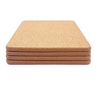 High Density Thick Cork Trivets Set of 4, 20cm x 20cm Square Cork Pad, Heat Mats for, Non-Slip Table Placemats for Kitchen Worktops, Pot Holders, and Coasters