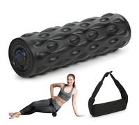 High-Density Vibrating Foam Roller Black with 4 Customizable Speeds for Deep Tissue Massage, Muscle Recovery and Pain Relief -Rechargeable with Massage Backpack