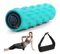 High-Density Vibrating Foam Roller Blue with 4 Customizable Speeds for Deep Tissue Massage, Muscle Recovery and Pain Relief -Rechargeable with Massage Backpack