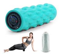 High-Density Vibrating Foam Roller Blue with 4 Customizable Speeds for Deep Tissue Massage, Muscle Recovery and Pain Relief -Rechargeable with Portable Bag