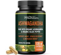 High-Dose Ashwagandha for Stress Relief | 1300 mg Organic Ashwagandha Powder | High Absorption Adaptogen for Mood & Thyroid Support | Vegetarian, Gluten-Free | 120 Capsules, 2-Month Supply