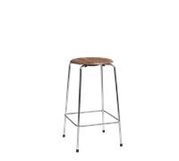 High Dot Bar Stool H65 4-leg Chrome/ Walnut Veneer