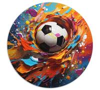 High Dynamic Football 1000 Piece Animation Round Jigsaw Puzzles Impossible Puzzle Educational Games for Adults And Kids 1000pcs (67.5x67.5cm)