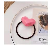 High Elastic Candy Color Acetate Hair Ring Sweet Heart Hair Rope Back Head Ponytail Rubber Band Ornament(05 Pink)