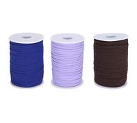 High Elastic Flat Sewing Rope, DIY Elastic Band for Sleeve and Mask Making, Polyester Elastic Cord with Good Resilience, Heat and Abrasion Resistance, 100 Yards per Roll (Blue+Coffee+Purple)
