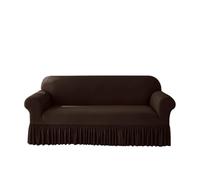 High Elastic Solid Color Sofa Cover Spandex Corner Sofa Cover for Living Room with Skirt Universal Dust-proof Non-slip Sofa Cover Removable Easy to Clean Home Use (Blue, 1 Seat 90-140cm)(Coffee,3 seat