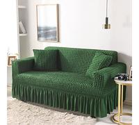 High Elastici 3D Bubble Sofa Cover with Ruffle Skirt - Stretchable 1-Piece Couch Protector for 3-Seater Sofas |, Kids-Friendly, Easy-Clean Fur Cover