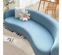 High Elasticity Curved Sofa Cover Non-Slip Modern Stretch Slipcover with Elastic Bottom Cloud Pattern Furniture Protector for Curved Sofas
