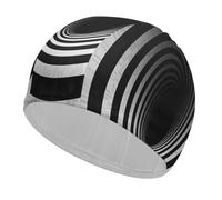 High Elasticity Fabric Swim Cap for Long Short Hair | Comfortable Breathable Cloth Swimming Cap, Non Slip Black And White Spiral Tunnel Swimming Hat Soft Bathing Cap for Women Men