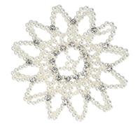 High Elasticity Pearl Hair Net, Secure Grip, 10cm, Handmade Crochet White Pearl Snood, Bun Sparkly Hair Nets, Easy To Use, For Women, Dance Recitals Sports Practice Office Work