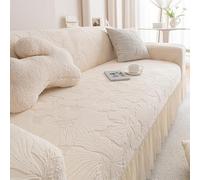 High Elasticity Sofa Cover with Skirt 1 2 3 4 5 Seater Non-Slip Couch Cover All-inclusive Sofa Slipcover Furniture Protector for Kids & Pets Suitable for All S(Size:1 Seater(90-140cm),Color:Off-white)