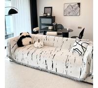 High-End Arctic Velvet Sofa Cover Waterproof & Dustproof Couch Slipcover Breathable & Soft Furniture Protector for All Seasons Black 180 x 340 cm