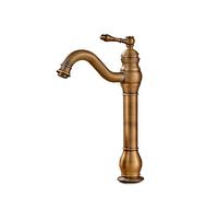 High End Atmosphere Brand Rotate Mixer Faucet Taps All Bronze Cold Heat Single Hole Wash Basin Basin High Section Water-tap Vessel Faucet (Antique Color)
