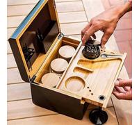 High End Bamboo Rolling Tray Bundle with Lockable Divider and Movable Tray - Luxury Wooden Storage Box for Organization and Convenience