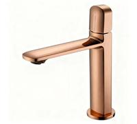 High End Bathroom Sink Luxury Brass Basin Faucets for Lavotory Vessel Tall Short Modern Bathroom Mixer Washbasin Taps(Brushed Rose Gold S)