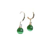 High-end green earrings, new Chinese retro versatile fashionable temperament elegant cheongsam