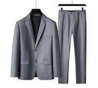 High-end Large Size Men's Suit (suit + Trousers) Plus Fat Fat Business Formal coat Wedding Dress 2 Sets FourSeasons,gray,9XL