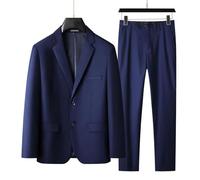 High-end Large Size Men's Suit (suit + Trousers) Plus Fat Fat Business Formal coat Wedding Dress 2 Sets FourSeasons,blue,6XL