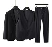 High-End Large Size Men's Suit (Suit + Vest + Trousers) Plus Fat Fat Business Formal Coat Wedding Dress 3 Sets Fourseasons,Black,7XL