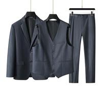 High-End Large Size Men's Suit (Suit + Vest + Trousers) Plus Fat Fat Business Formal Coat Wedding Dress 3 Sets Fourseasons,dark gray,9XL