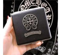 High-end leather cigarette case, strong sealing, pressure-resistant and moisture-proof, smooth and non-stick. Suitable for business meetings and daily travel.(Black1)