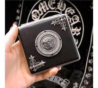 High-end leather cigarette case, strong sealing, pressure-resistant and moisture-proof, smooth and non-stick. Suitable for business meetings and daily travel.(Black2)