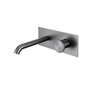 High-end Luxury Black Brass Bathroom Faucet with Concealed Design, 2-Hole Double-Handle Cold and Hot Dual-Control Basin Tap(Brushed Grey-02)