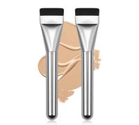 High-end Mask Brush with Soft Ultra-thin Flat Head, One-stroke Foundation Lotion Essence Brush for Spa and Beauty Salon Use,2 PCS silvery,M