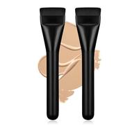 High-end Mask Brush with Soft Ultra-thin Flat Head, One-stroke Foundation Lotion Essence Brush for Spa and Beauty Salon Use,2 Pcs Black,M